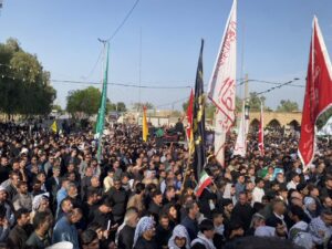 تشییع پیکر مطهر دو شهید شهرستان هویزه شهید میثم فلاح‌زاده و شهید حیدر کوتی نماینده ولی فقیه در استان خوزستان و امام جمعه اهواز