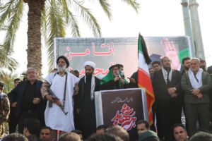 تشییع پیکر مطهر دو شهید شهرستان هویزه شهید میثم فلاح‌زاده و شهید حیدر کوتی نماینده ولی فقیه در استان خوزستان و امام جمعه اهواز