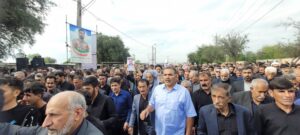 تشییع و اقامه نماز بر پیکر شهید وطن رسول نظری در اندیمشک نماینده ولی فقیه در استان خوزستان و امام جمعه اهواز